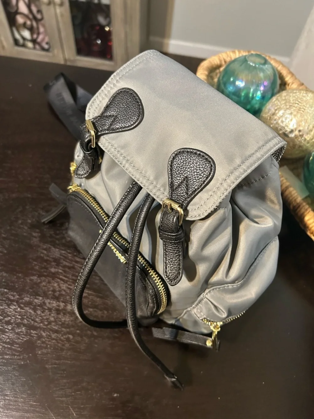 STEVE MADDEN Mini Backpack Black / Gray Logo straps